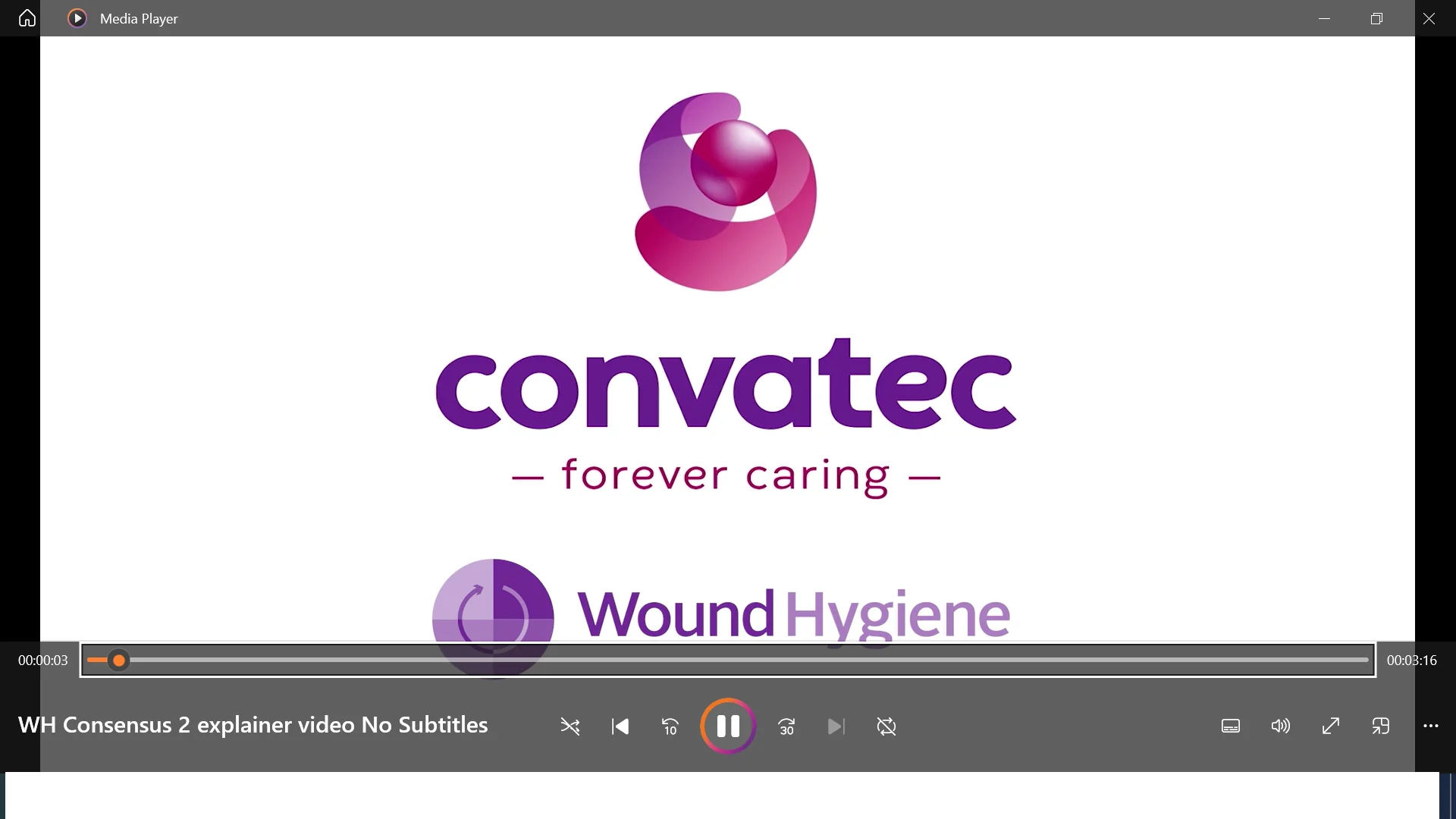 Een paars en roze logo met de woorden "Convatec" en "forevercaring